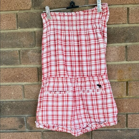 Abercrombie & Fitch Red Plaid Romper With Pockets Size S - Picture 7 of 10
